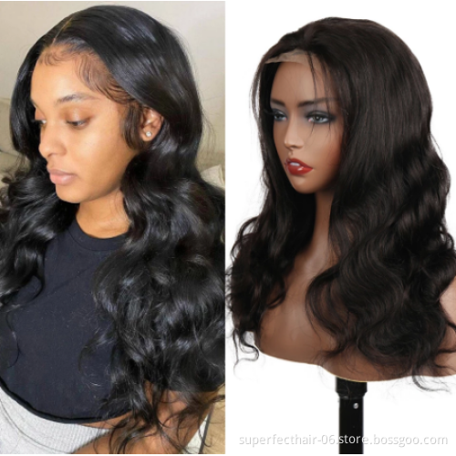 Wholesale Bodywave Virgin Brazilian Human Hair Wigs Lace Front , Best Quality Brown Colored Human Hair Wig with Baby Hair